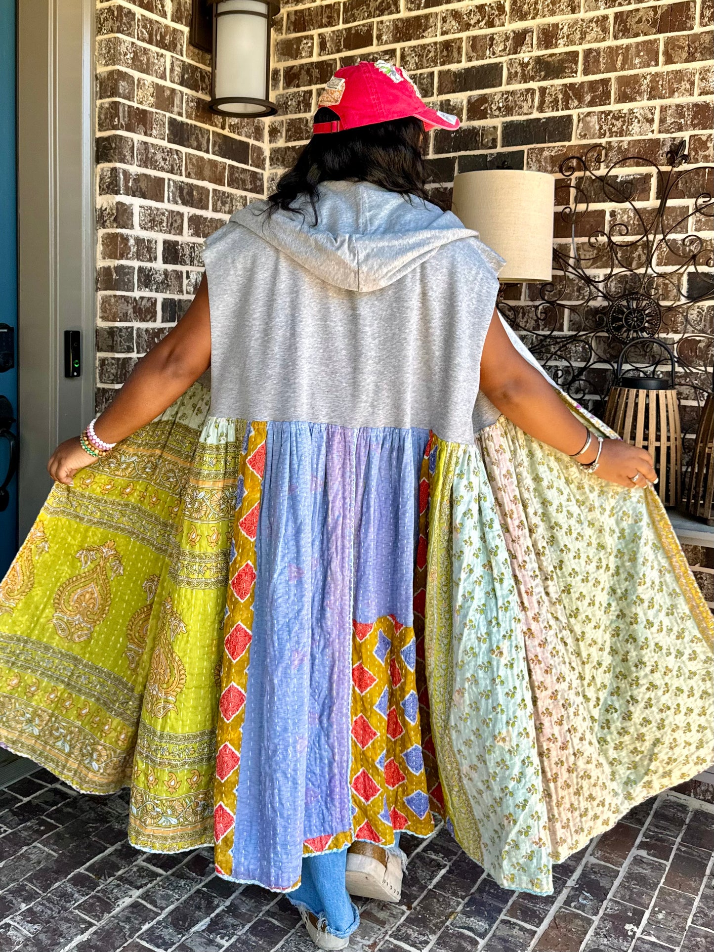 Large-3XL Upcycled Hoodie Duster Vest