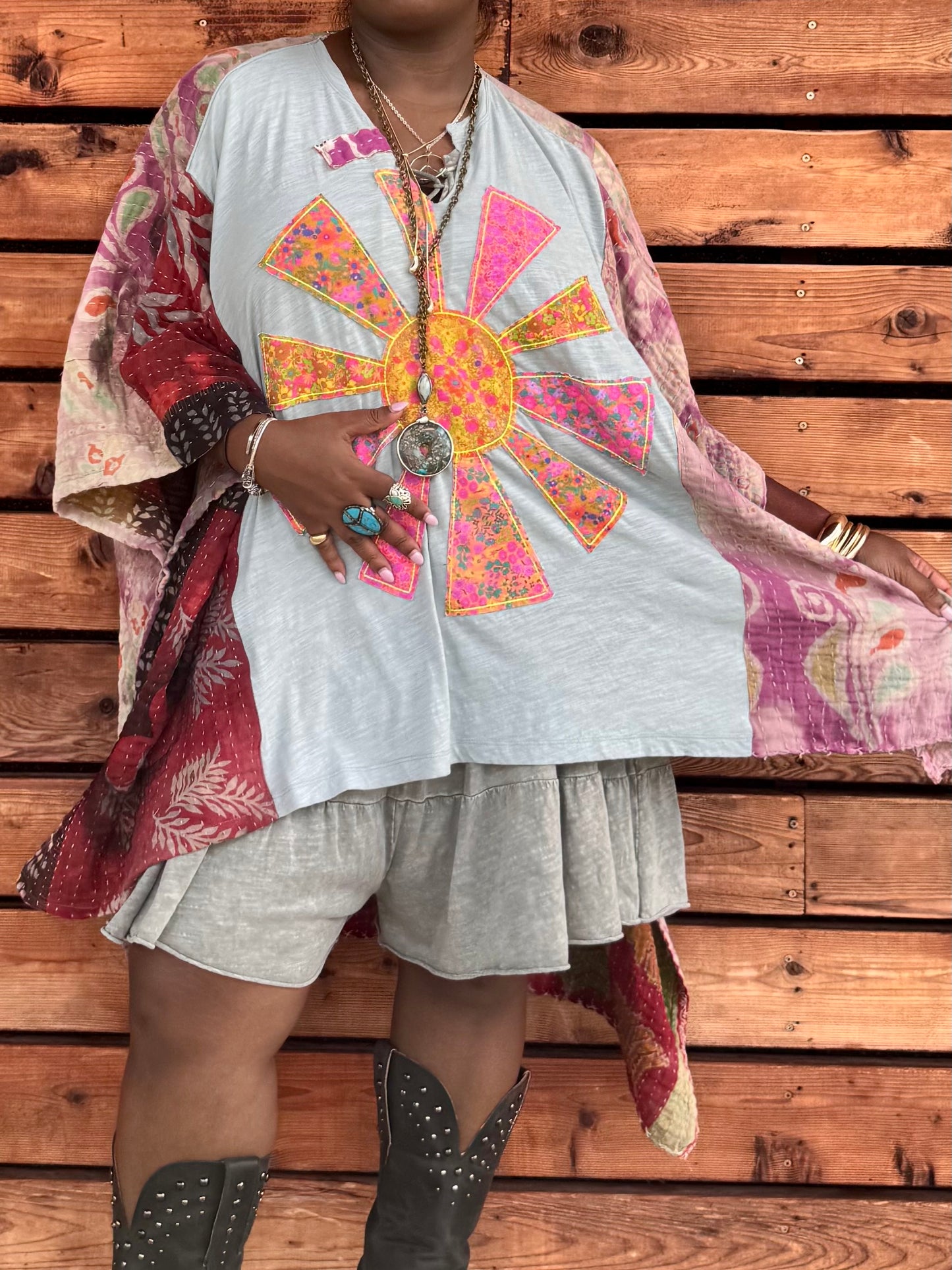 Small-3XL Sunshine Peace Kimono Tee