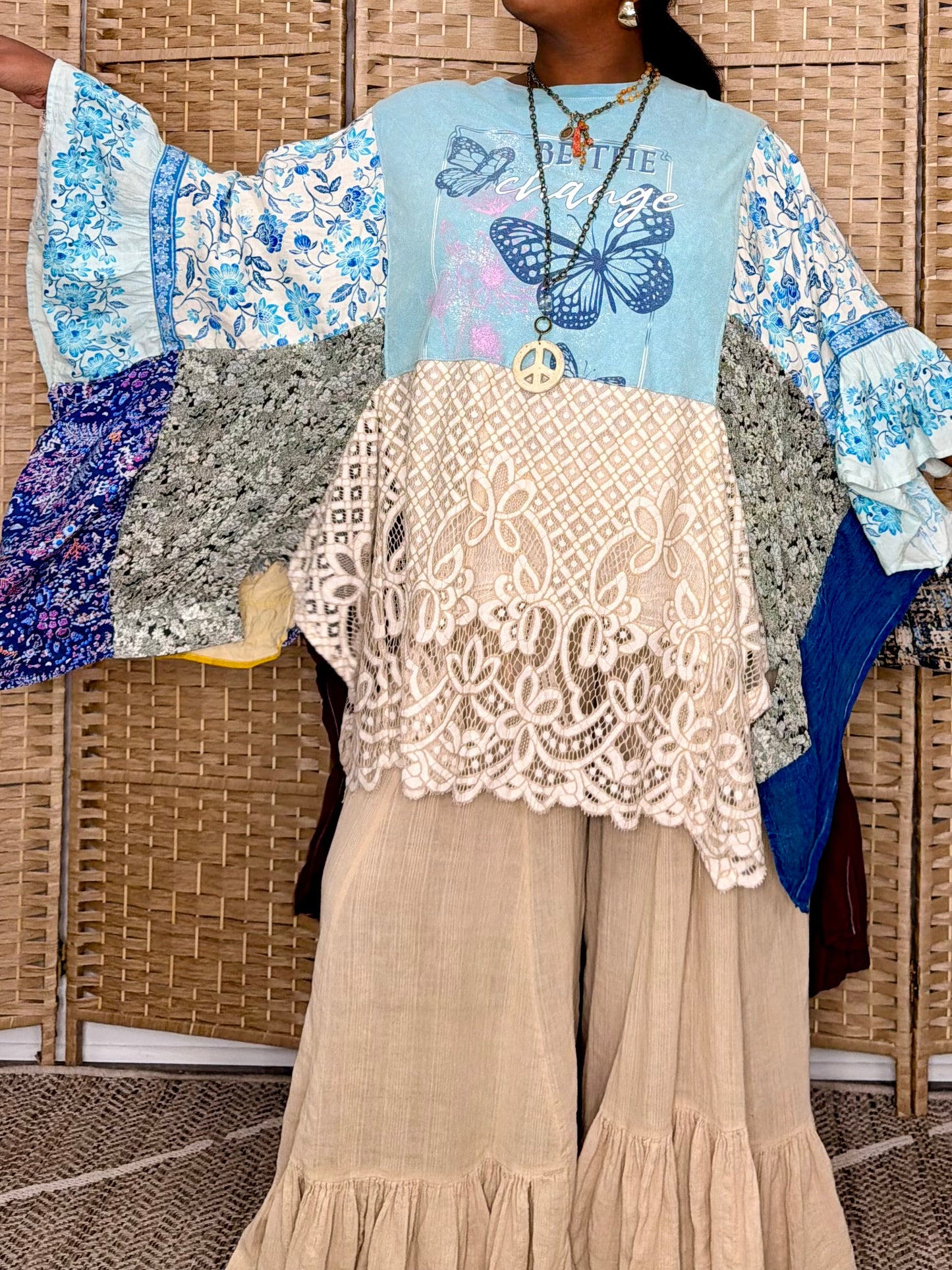 Small-2XL Be The Change Kaftan Poncho