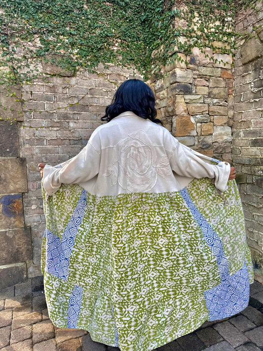 Large-4XL Upcycled Rose Duster