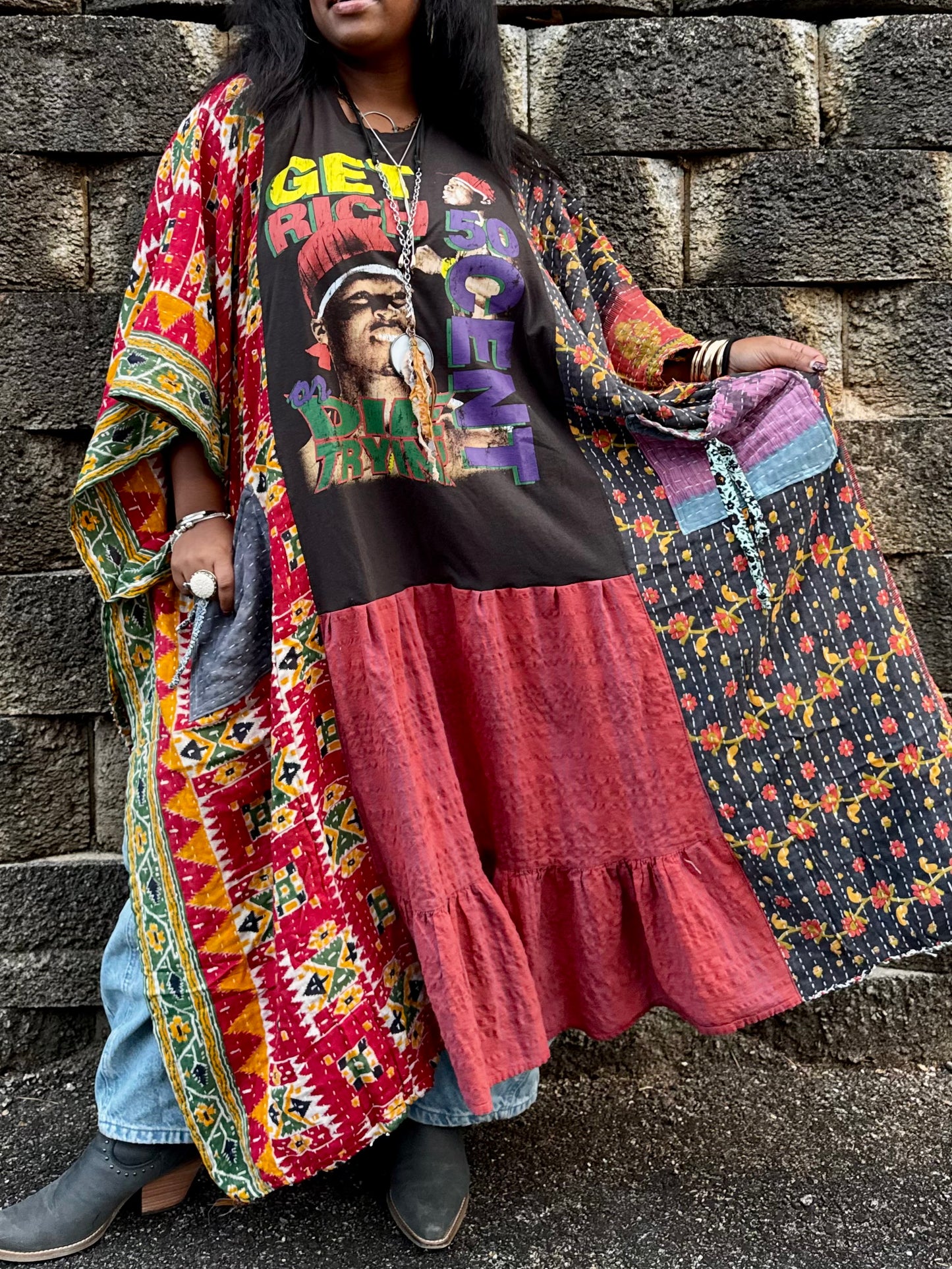 Medium-4XL 50 Cent Kaftan Maxi Dress