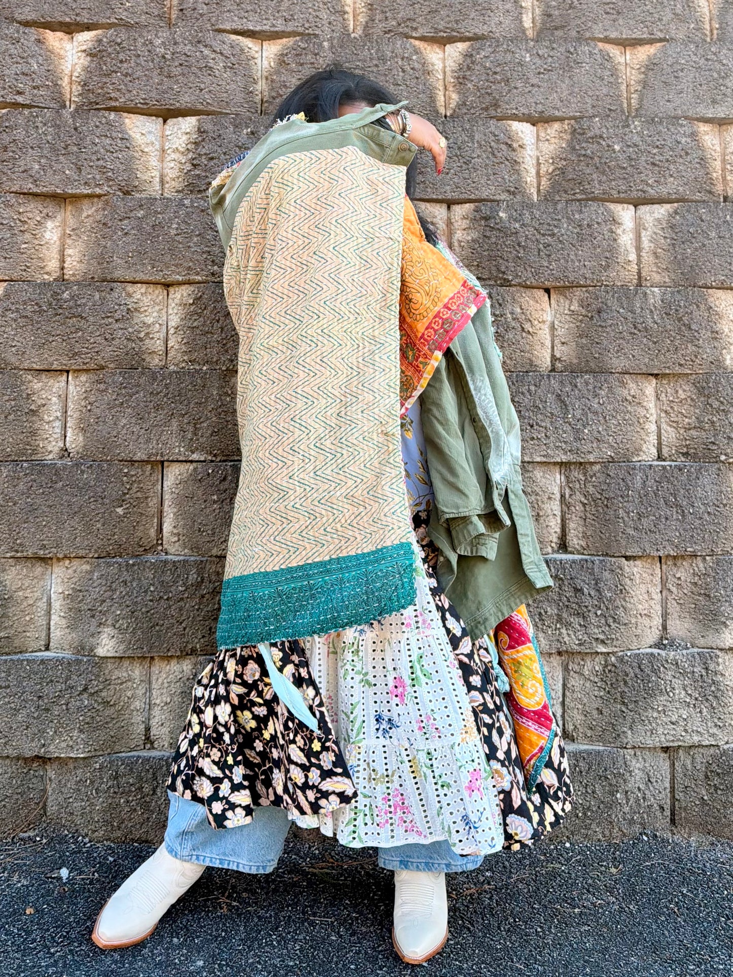 Large-5XL Patched Gal University #22 Kantha Coat