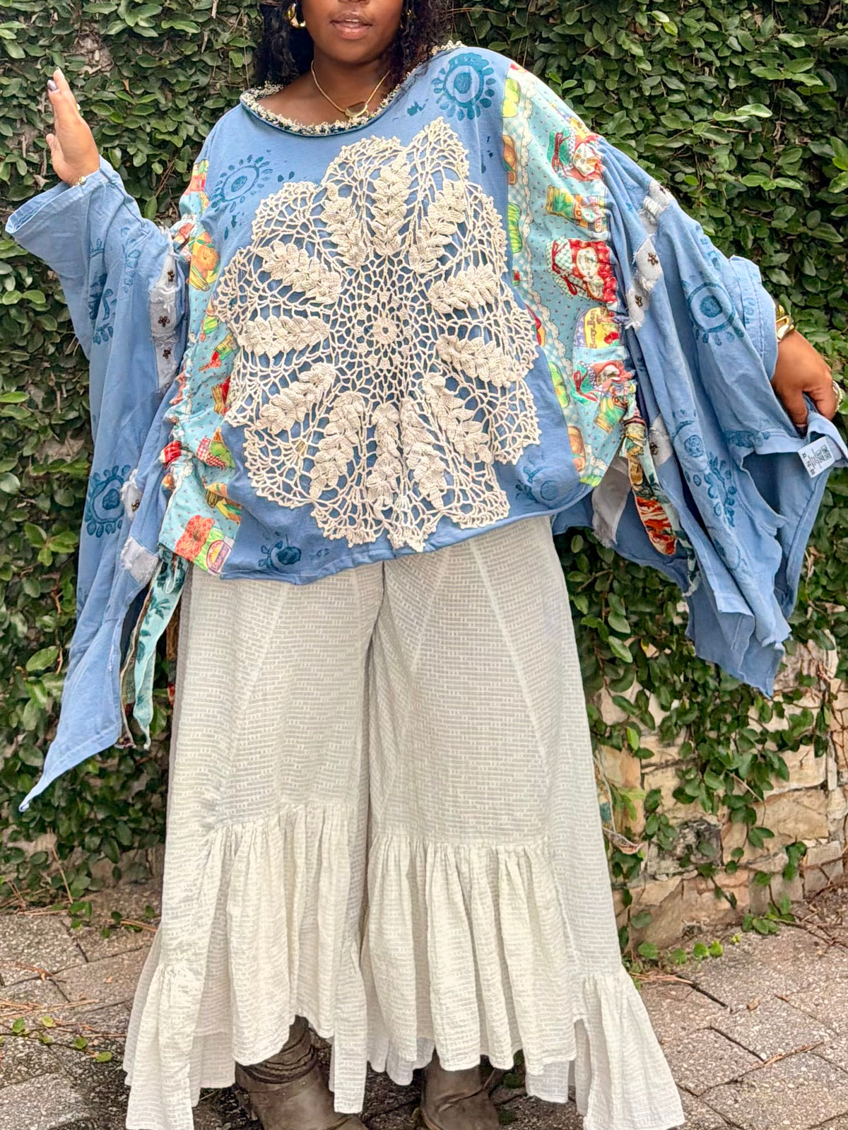 Large- 5XL Patchwork Poncho Tee