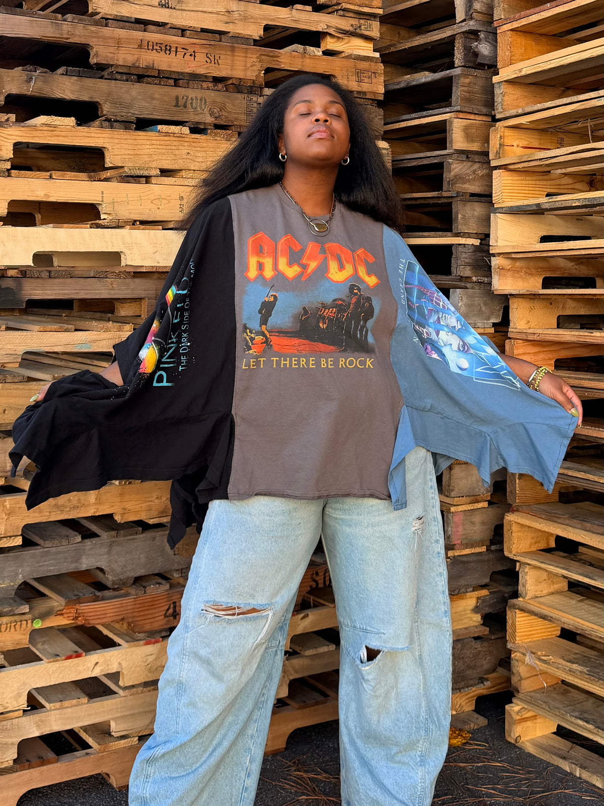 Extra Small-Extra Large ACDC/Styx/Pink Floyd Poncho Tee