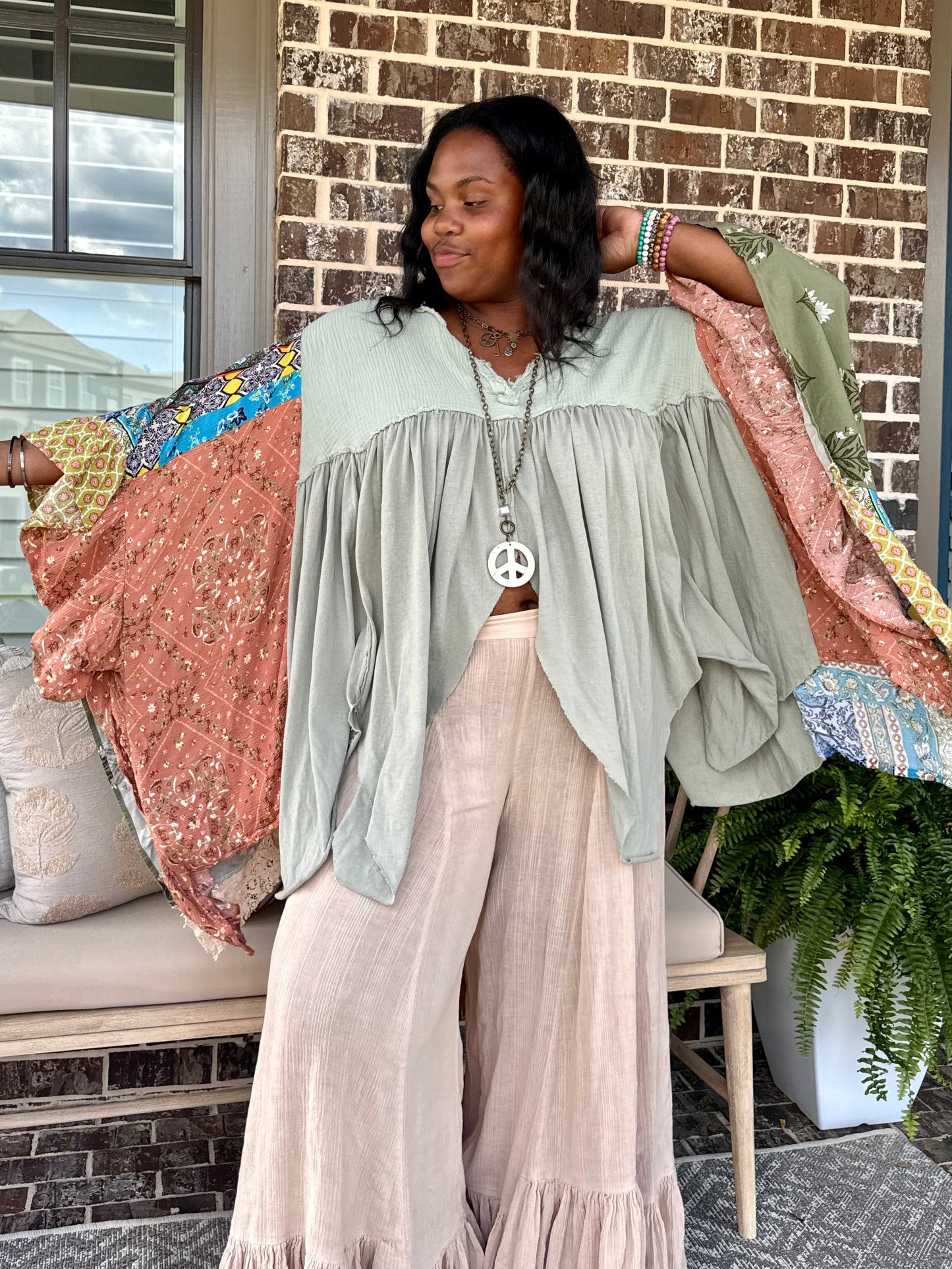 Large- 3XL Kaftan Poncho Tee