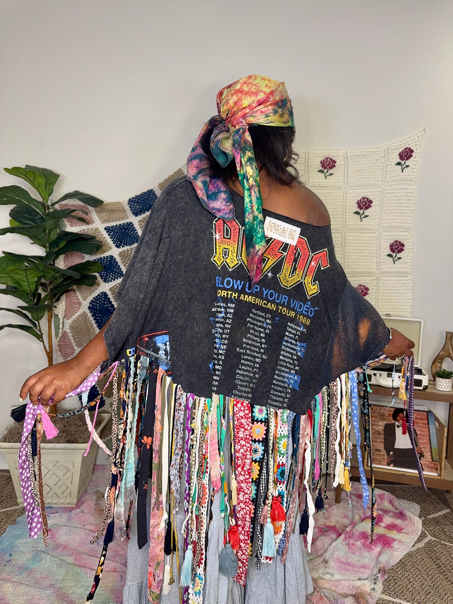 Large-4XL ACDC Fringe Poncho