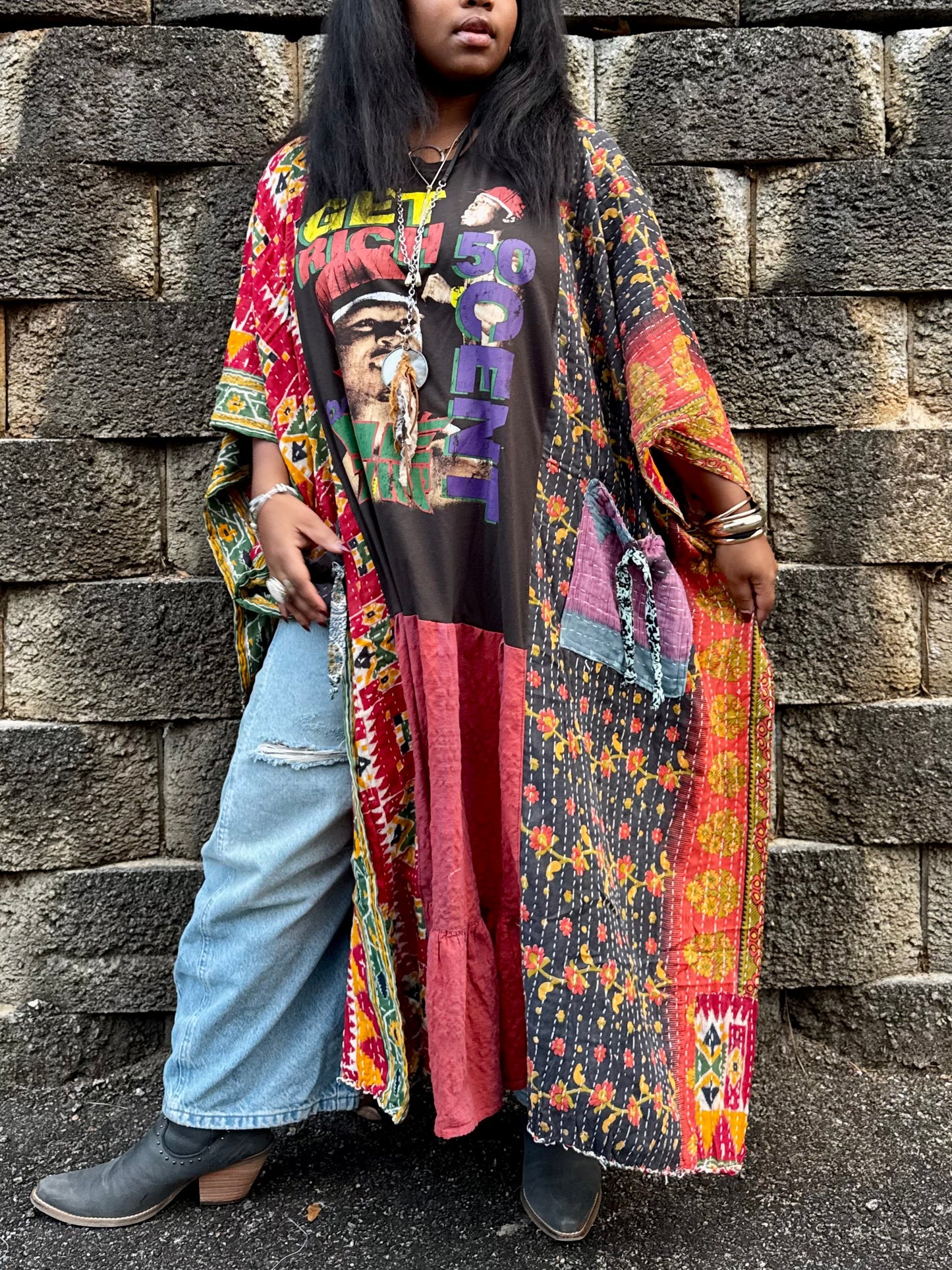 Medium-4XL 50 Cent Kaftan Maxi Dress