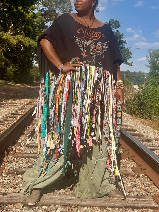 Extra Large-5XL Vintage Fringe Poncho